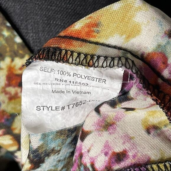 Lush Multi Colored Floral Scallop Hemline Waterfall Neckline Bolero Jacket - Picture 13 of 16